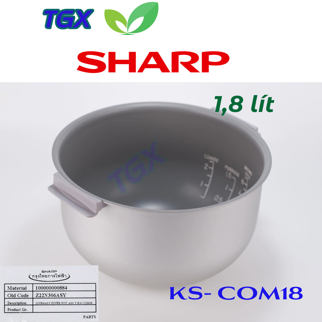Lòng Nồi Nồi Cơm Điện SHARP 1.8 lít model KS-COM18, KS-COM18V, KS-COM19V Chính hãng