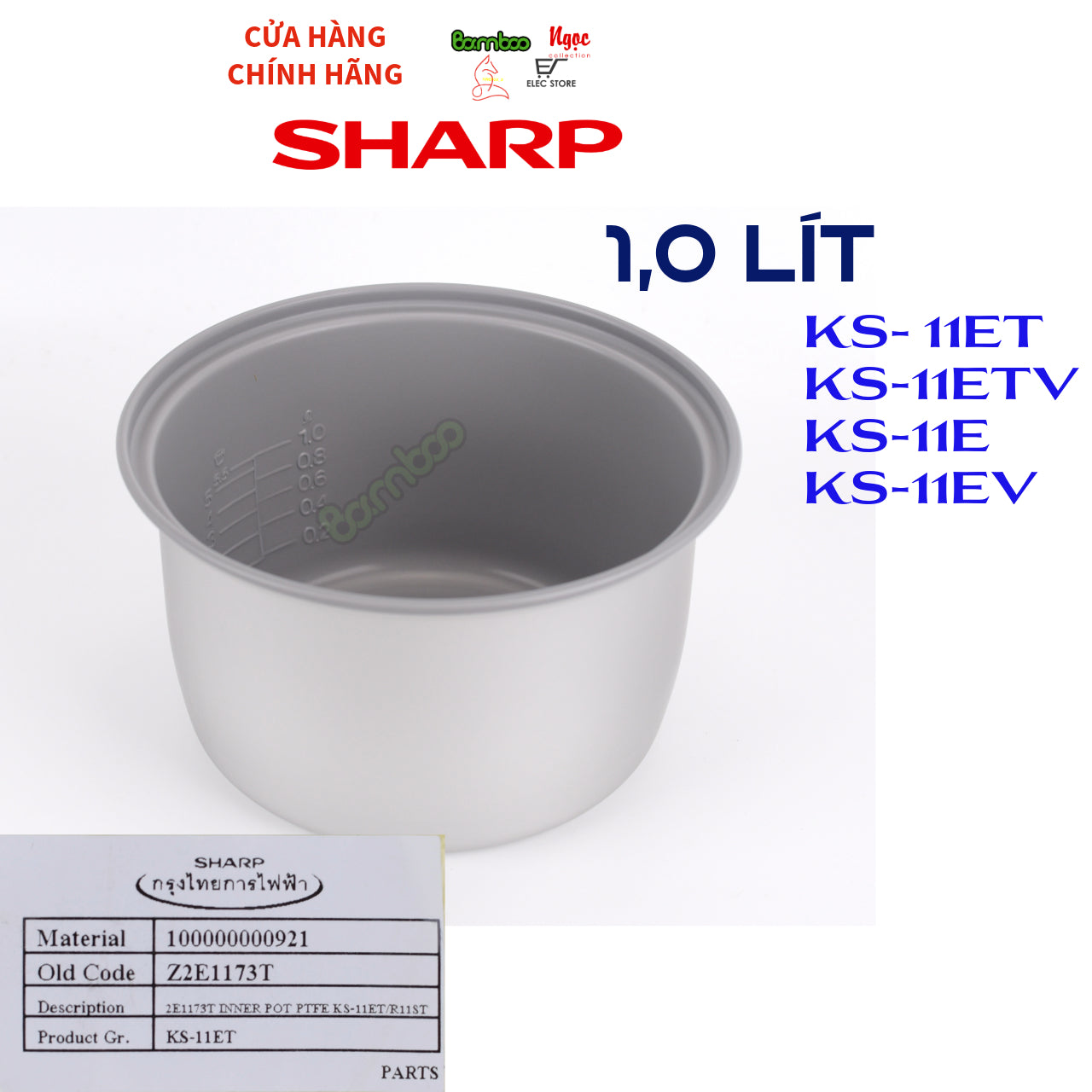 Lòng Nồi Cơm Điện SHARP Chính Hãng 1.0 Lít – Dành Cho KS-11ET / KS-11ETV / KS-R11ST