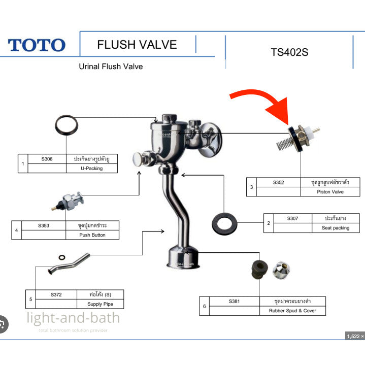 Gioăng cao su hình chữ U, model S306, dùng cho van xả TS401 và TS402 (TOTO và COTTO).