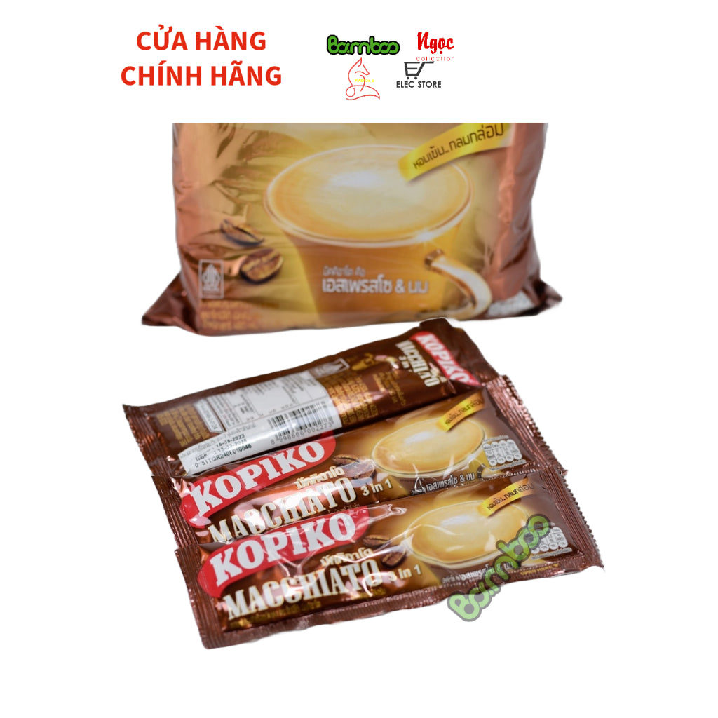 Cà Phê Sữa Và Cà Phê Đen Kopiko Thái Lan (01 Bịch 20 Gói x 24Gr)