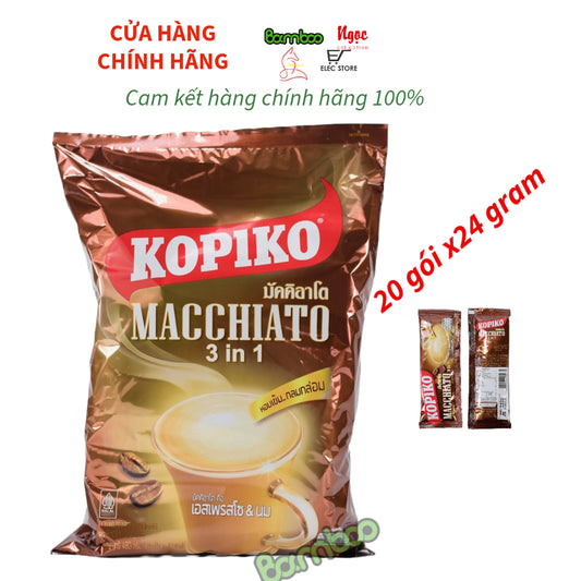 Cà Phê Sữa Và Cà Phê Đen Kopiko Thái Lan (01 Bịch 20 Gói x 24Gr)