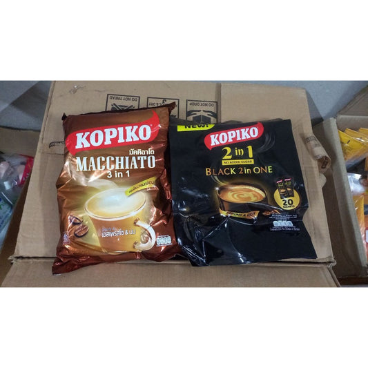 Cà Phê Sữa Và Cà Phê Đen Kopiko Thái Lan (01 Bịch 20 Gói x 24Gr)