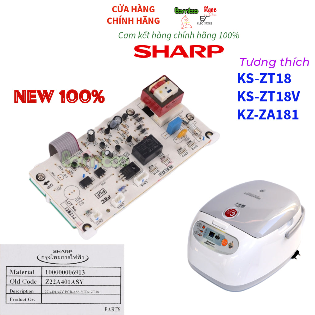 BO MẠCH NỒI CƠM ĐIỆN SHARP KS-ZT18 (V) KS-ZA181 HÀNG CHÍNH HÃNG