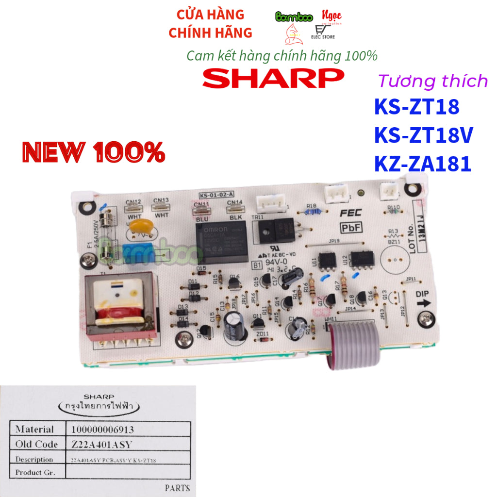 BO MẠCH NỒI CƠM ĐIỆN SHARP KS-ZT18 (V) KS-ZA181 HÀNG CHÍNH HÃNG