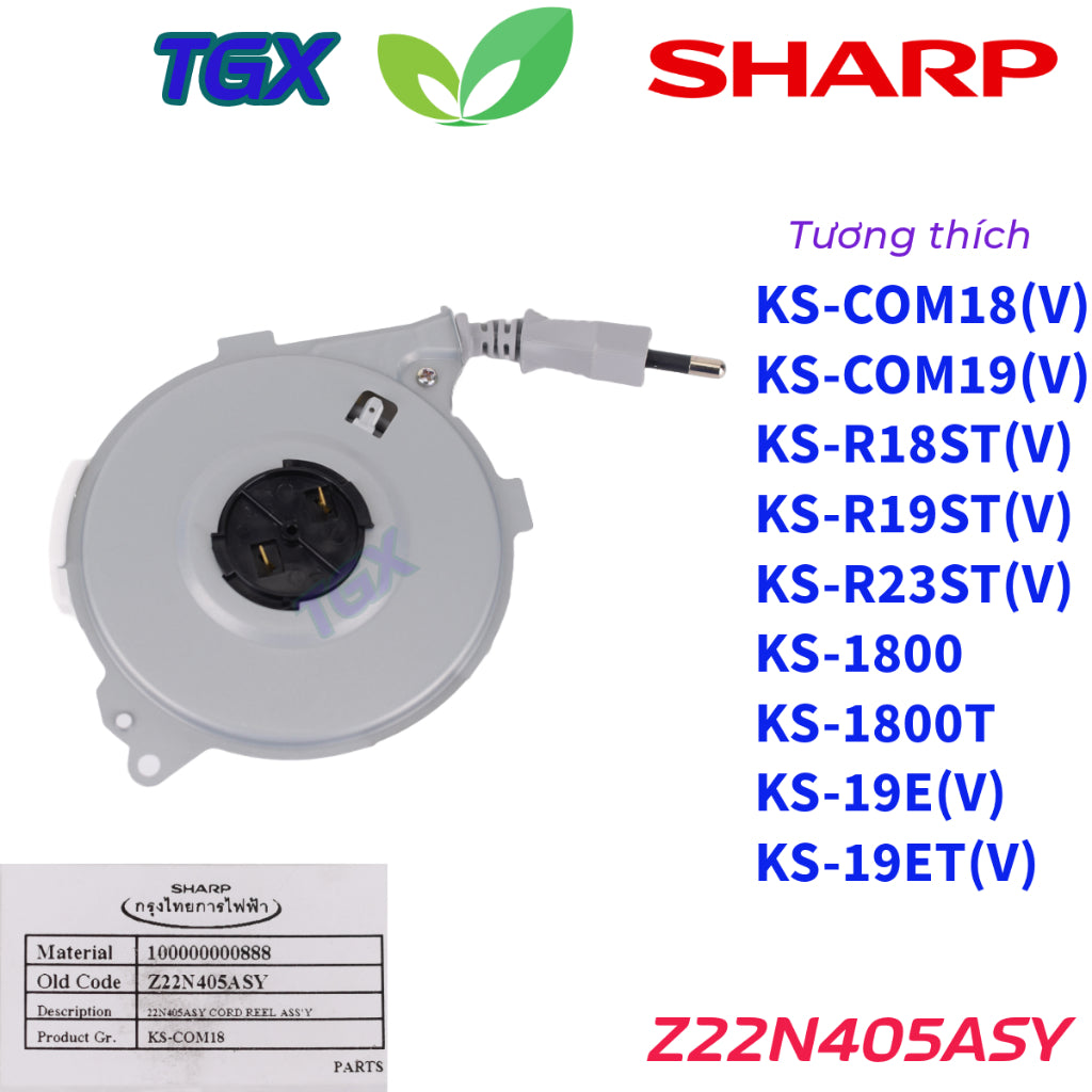 Dây nguồn nồi cơm điện SHARP KS-COM18/ COM18V/ KS-COM19/ R18ST/ R19ST/ 19STV/ R23ST/ 19ET/ 19ETV